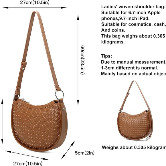 Stylish Crescent Crossbody Bag with Zipper - Chic Everyday Essentials Carrier - Picture 3 of 7